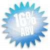 Blue 16 percent alcohol by volume sticker